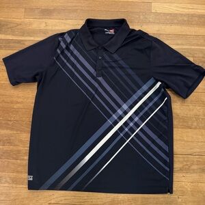 Men's Navy White Polo Golf Shirt with Striped Design Size XL
 b65